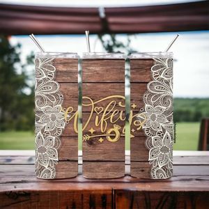 Wifey Lace 20oz Tumbler With Lid & Straw